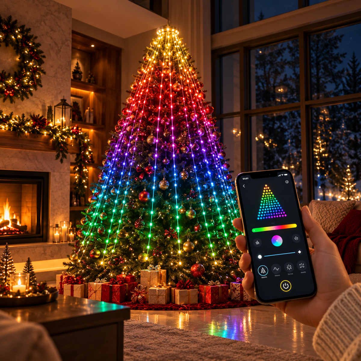 PixelTree smart Christmas tree lights controlled from a phone app