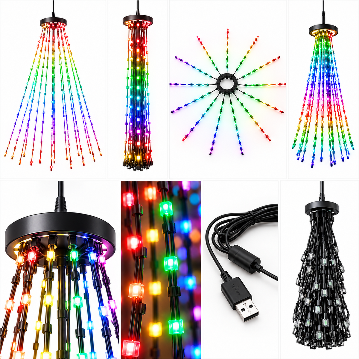 PixelTree light set: ring, LED strands and USB cable