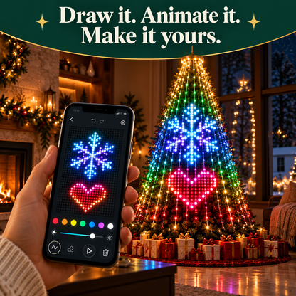 Draw custom designs in the app and see them on the tree