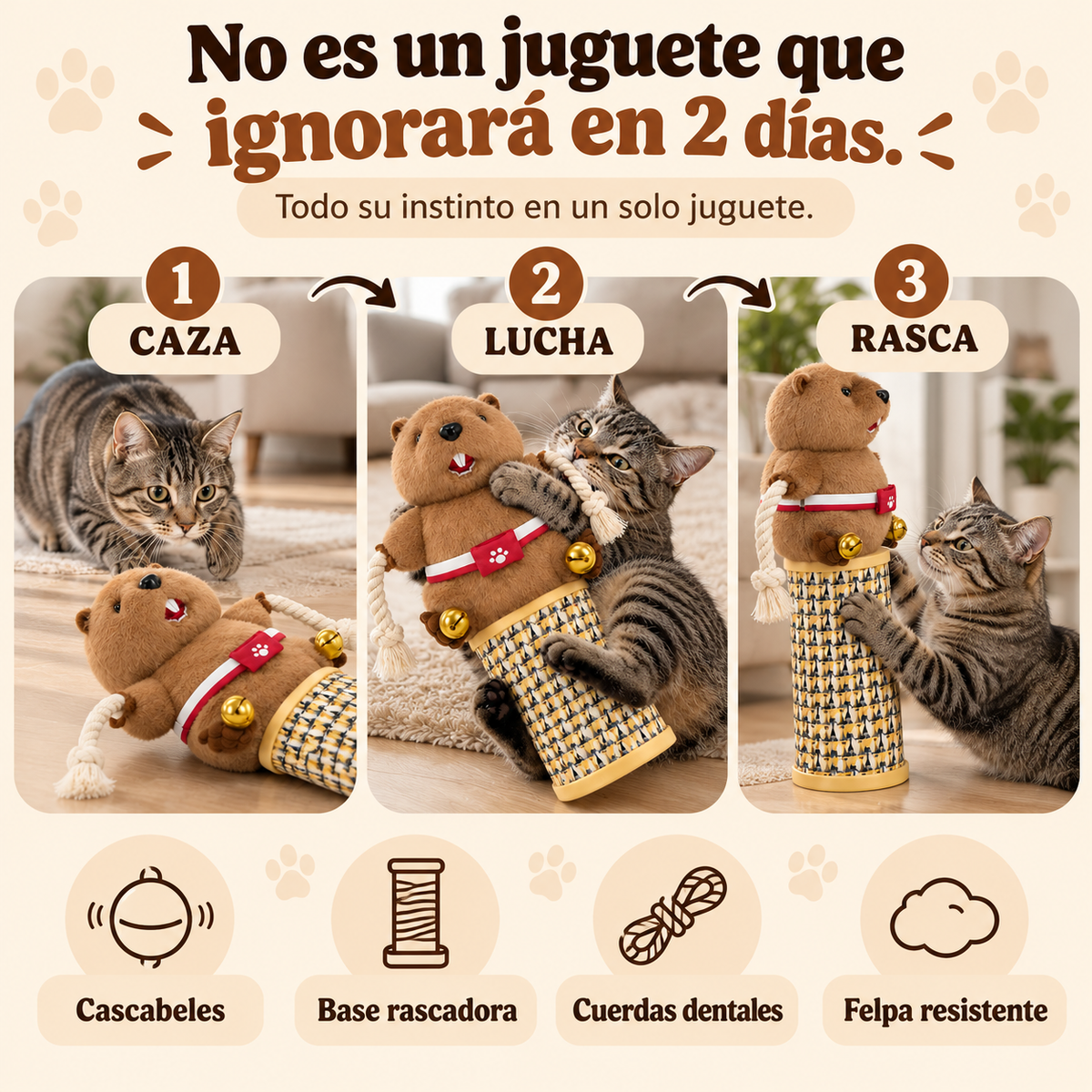 Caza, lucha y rasca