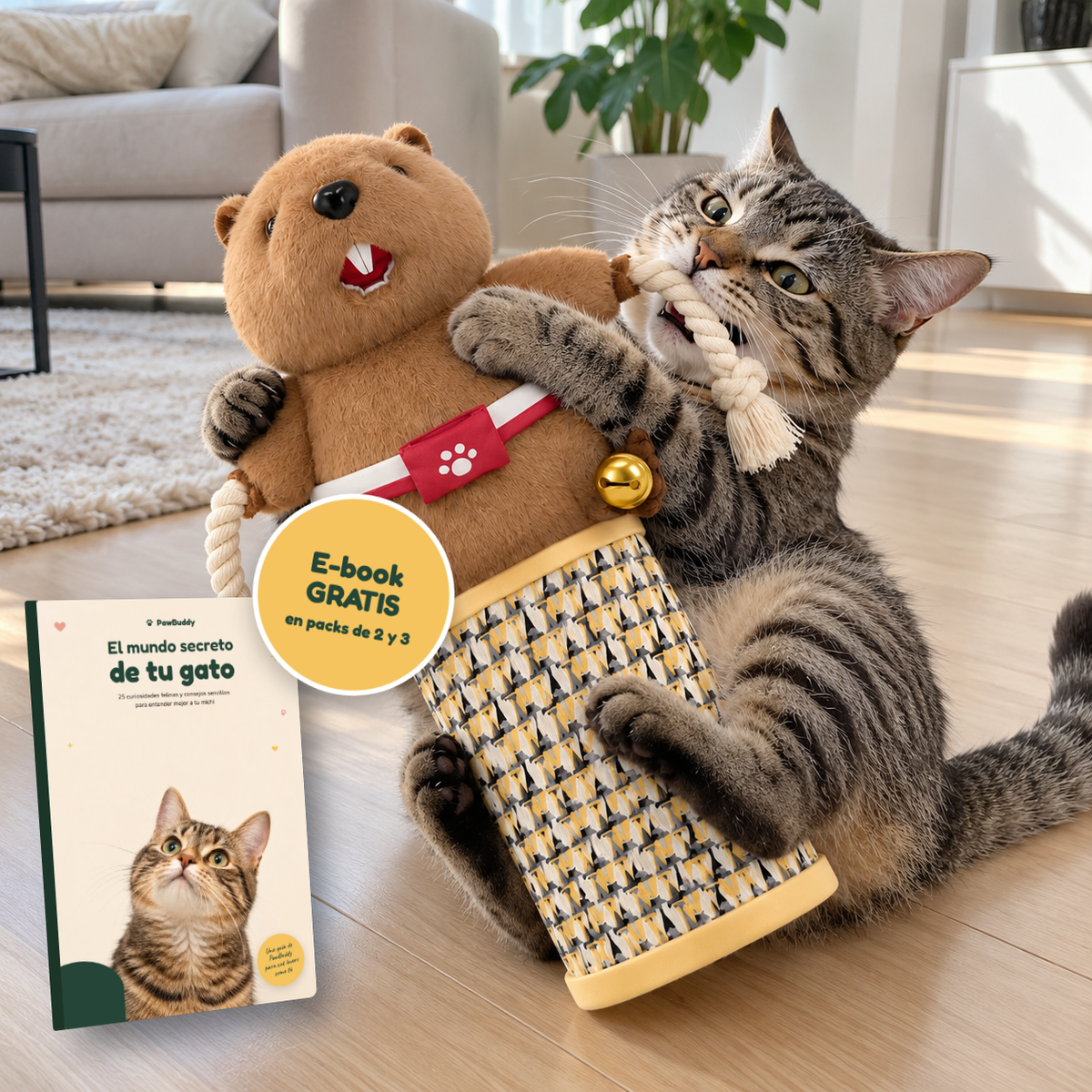 Castor Luchador PAWBUDDY con el e-book gratis El mundo secreto de tu gato